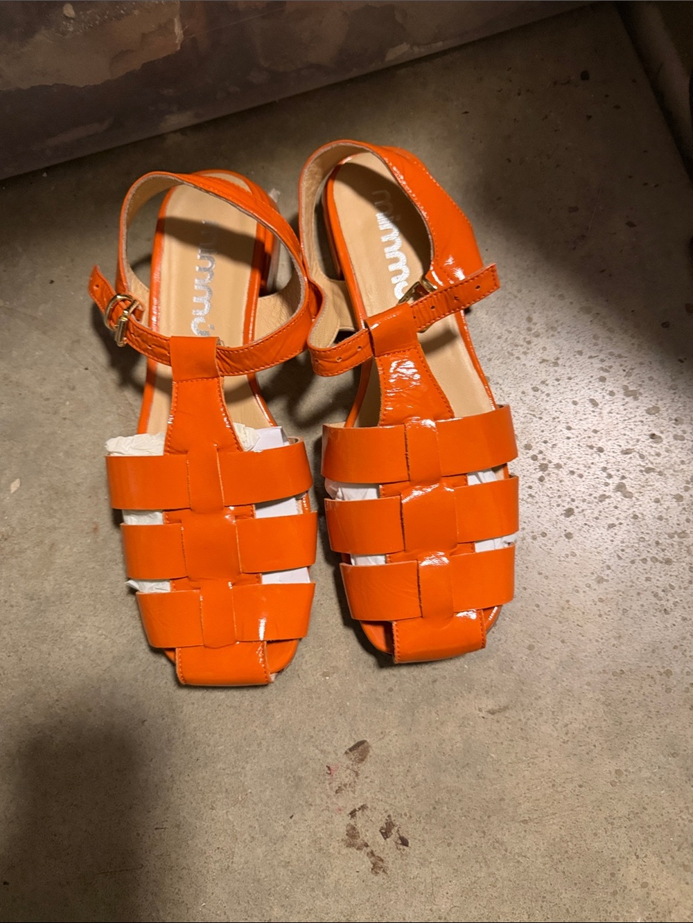 Patent Orange Woven Sandals - Unbranded